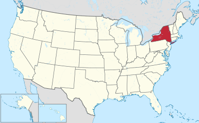 USA map showing location of New York